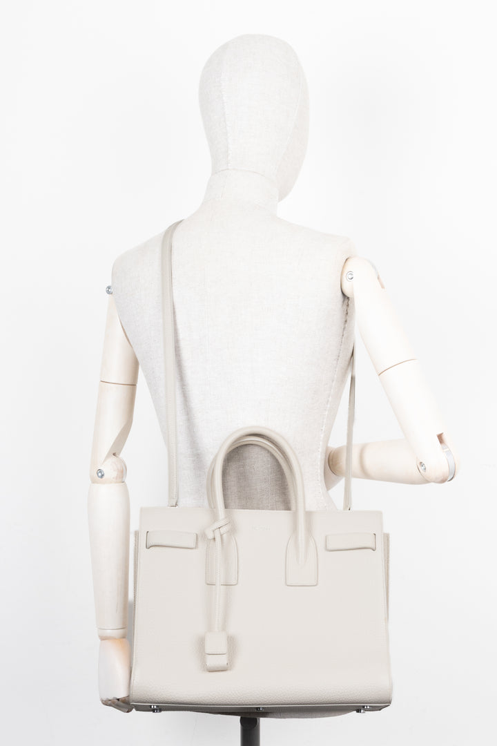 SAINT LAURENT Small Sac De Jour Bag Leather White