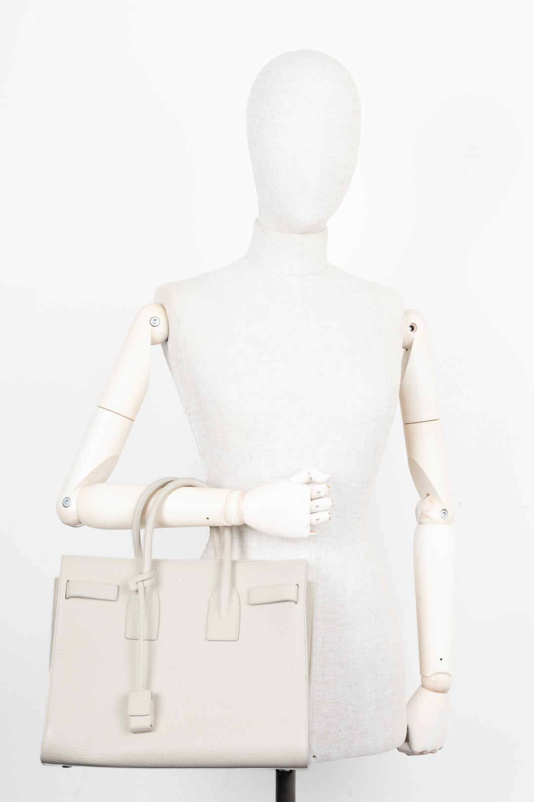 SAINT LAURENT Small Sac De Jour Bag Leather White