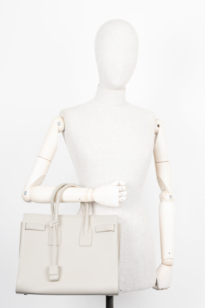SAINT LAURENT Small Sac De Jour Bag Leather White
