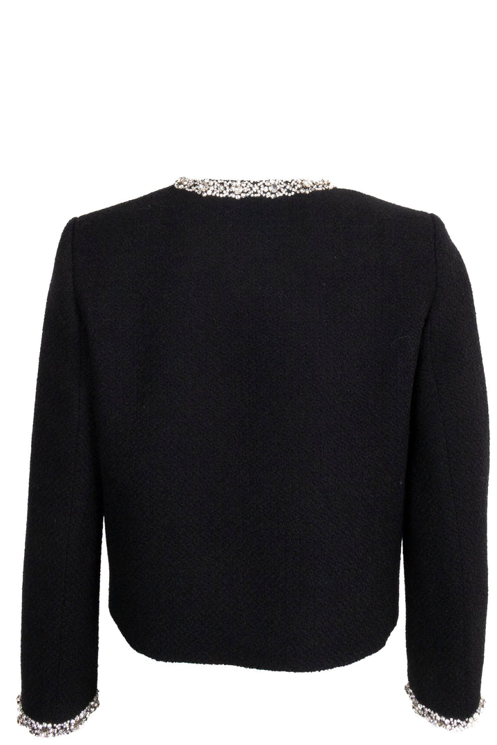 Veste en tweed noire à bordures en strass CELINE