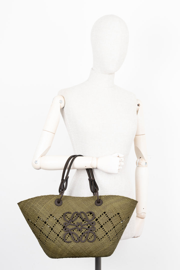 LOEWE Anagram Raffia Tote Bag Brown