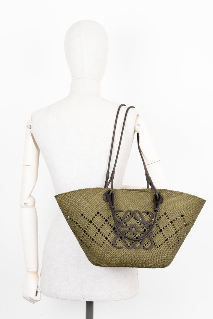 LOEWE Anagram Raffia Tote Bag Brown