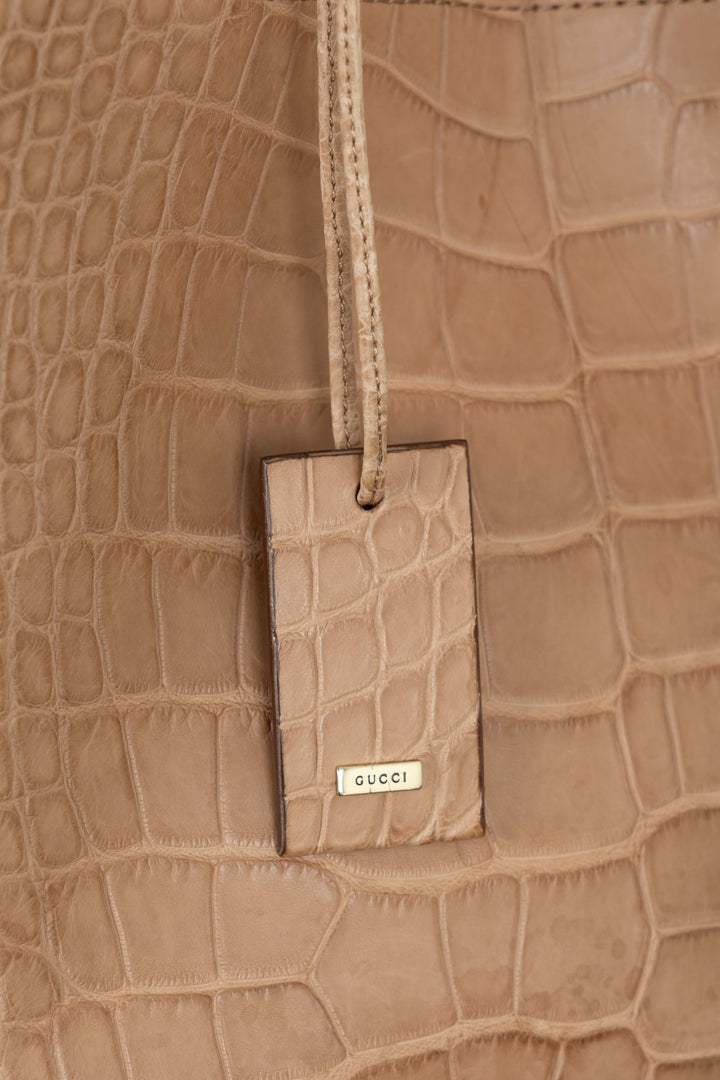 GUCCI Bucket Bag Croco Beige