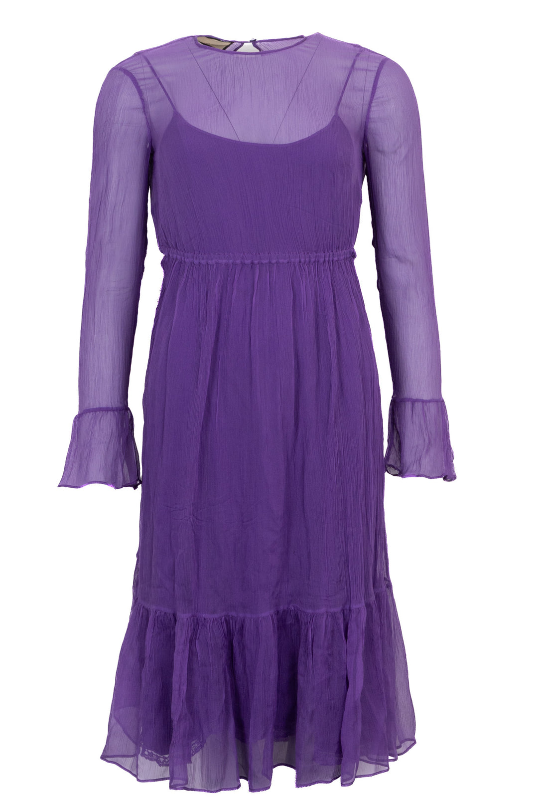 GUCCI Organza Long Sleeve Dress Silk Purple