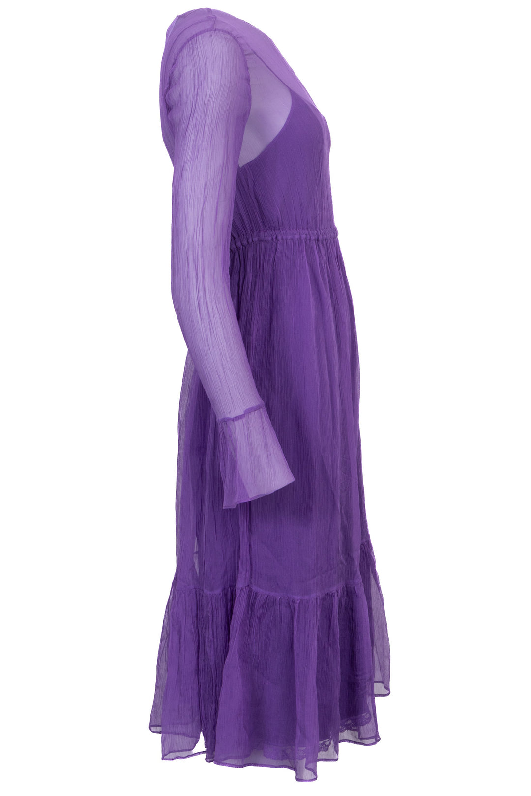 GUCCI Organza Long Sleeve Dress Silk Purple