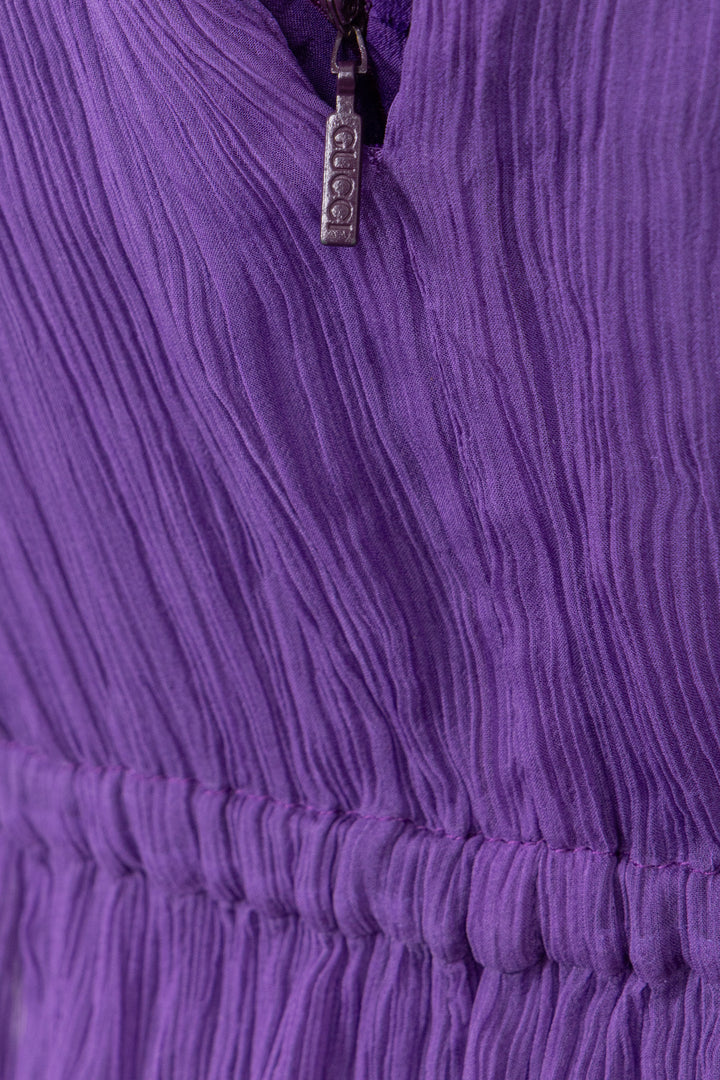 GUCCI Organza Long Sleeve Dress Silk Purple