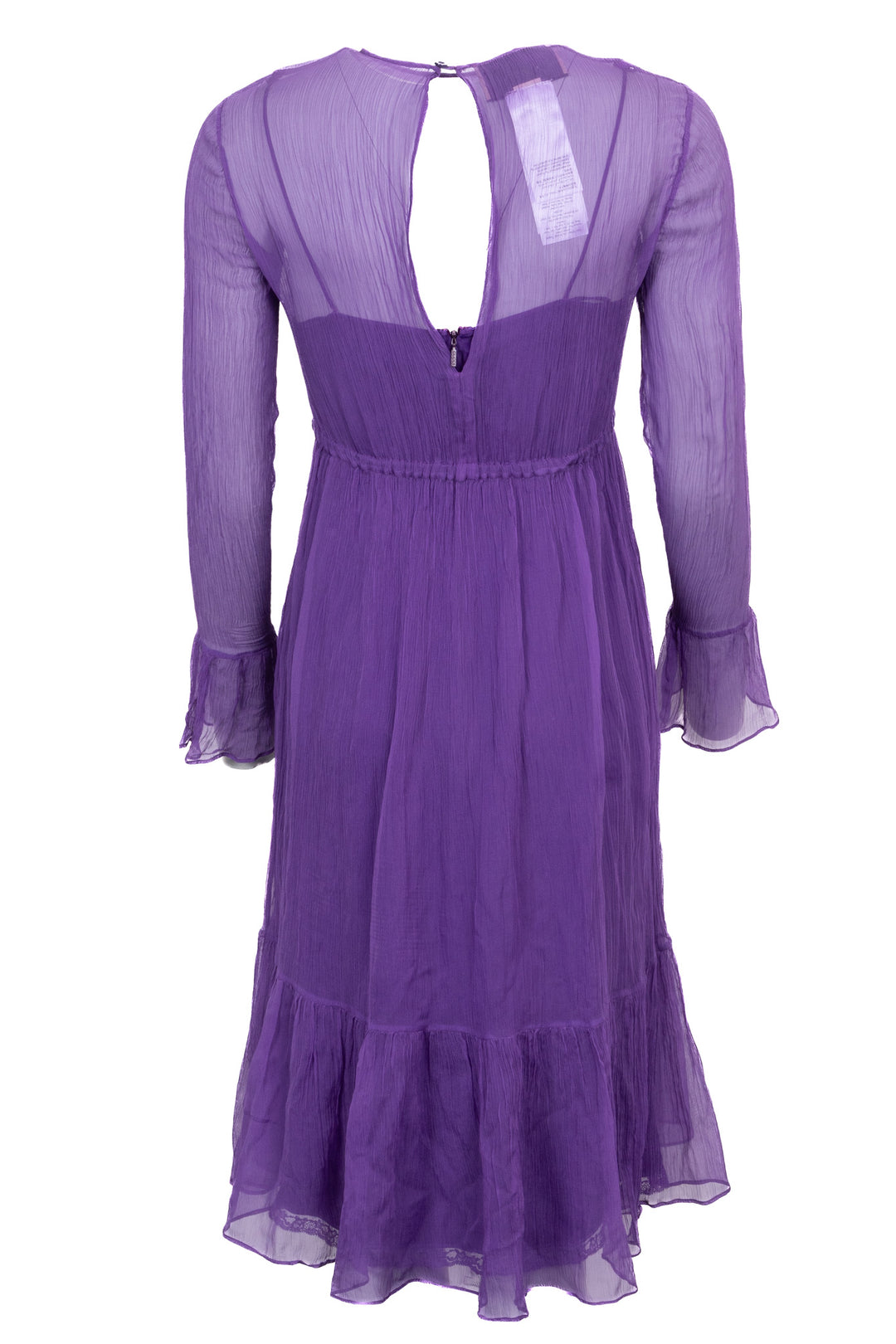 GUCCI Organza Long Sleeve Dress Silk Purple