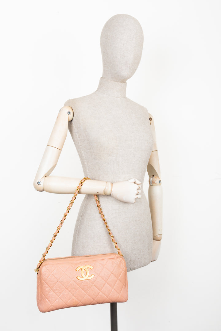 CHANEL CC Logo Bag Leather Rosa
