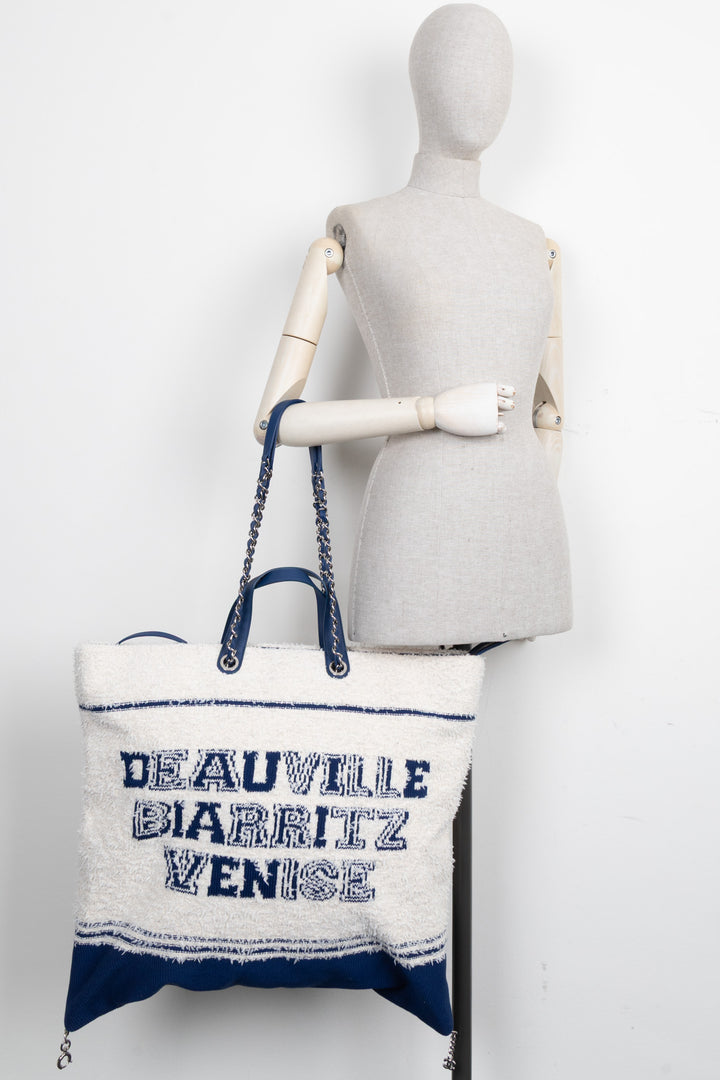 CHANEL 2019 Deauville Biarritz Venise Tote Terry Cloth Off-White