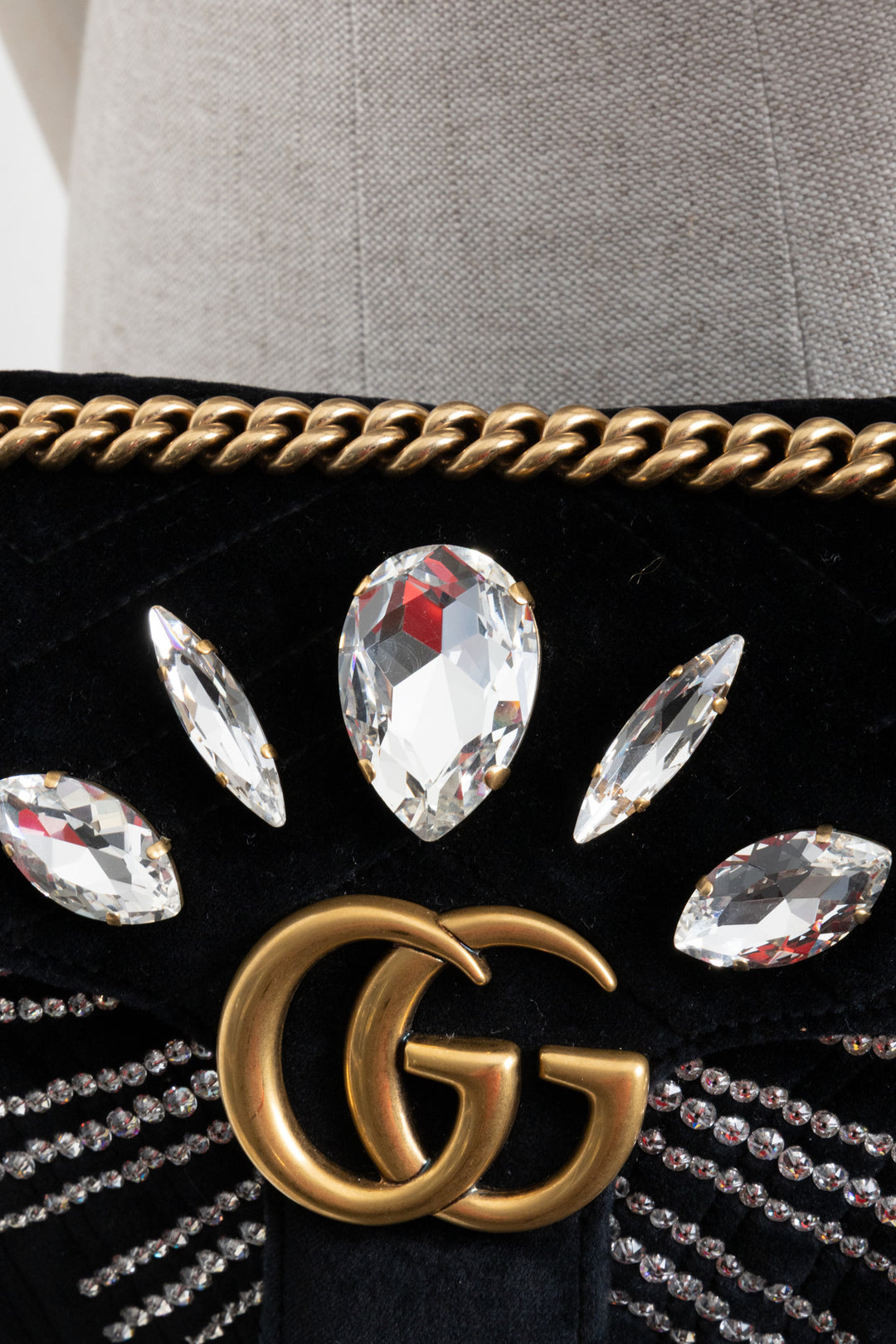 GUCCI Small Marmont Bag Embellished Velvet Black