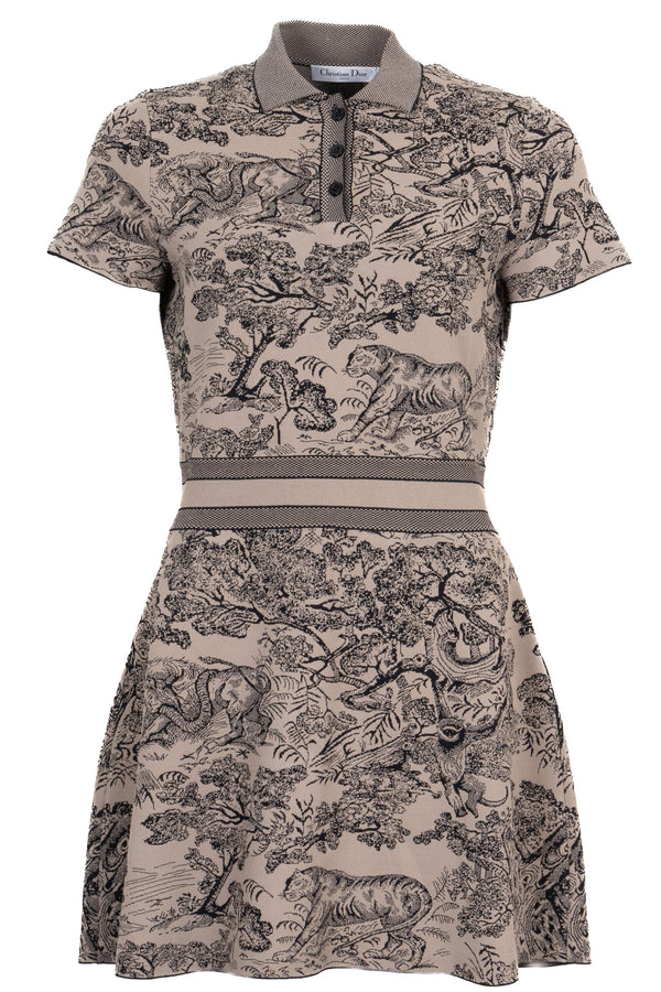 CHRISTIAN DIOR Robe imprimée Toile de Jouy Sable