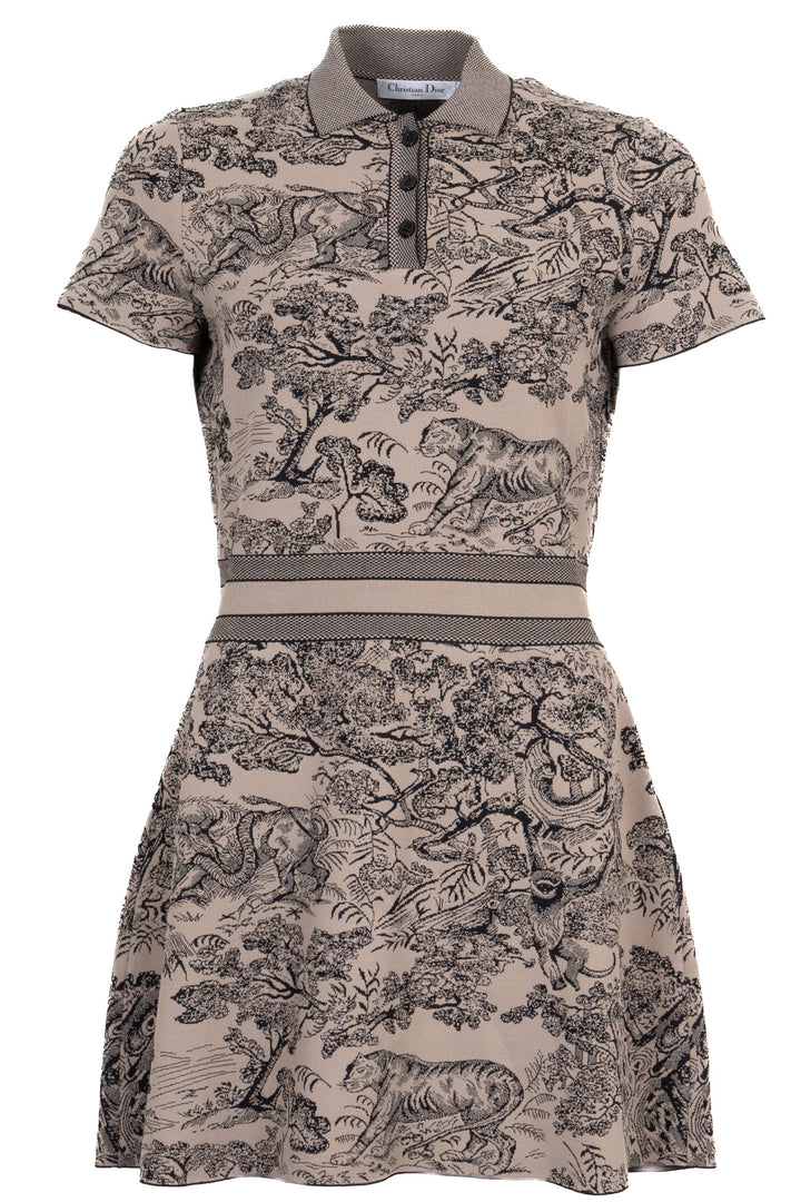 CHRISTIAN DIOR Robe imprimée Toile de Jouy Sable