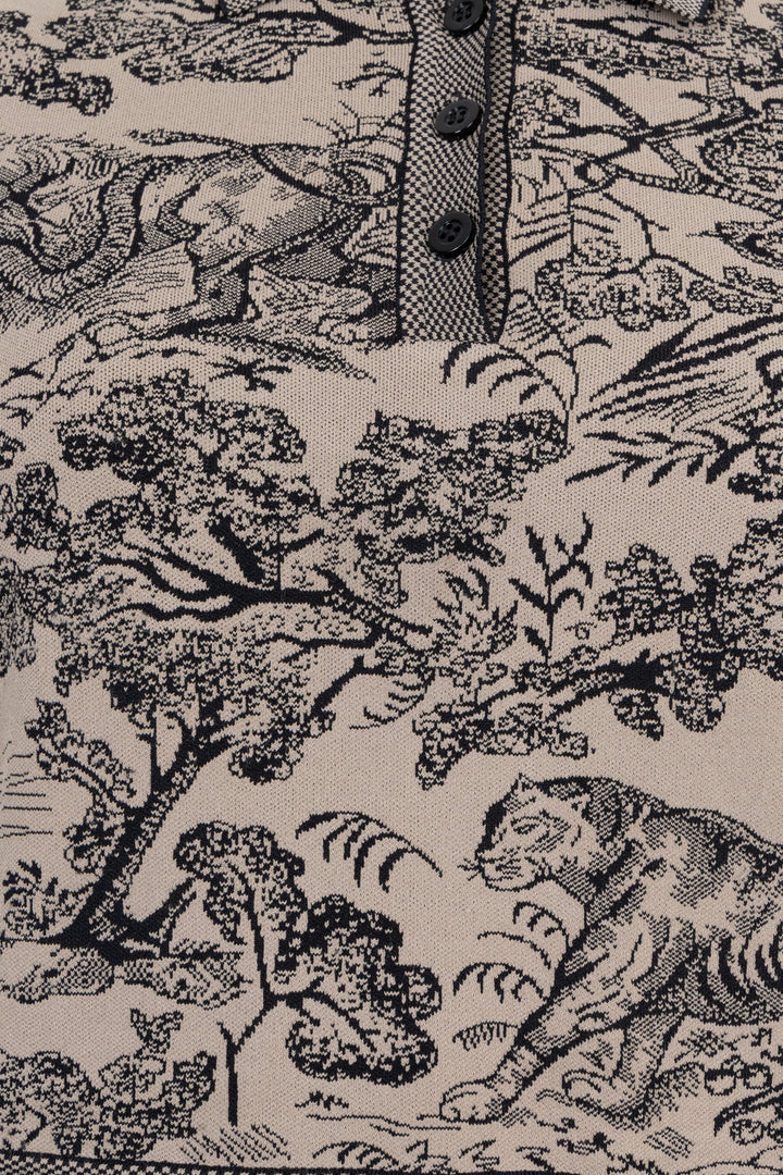 CHRISTIAN DIOR Robe imprimée Toile de Jouy Sable