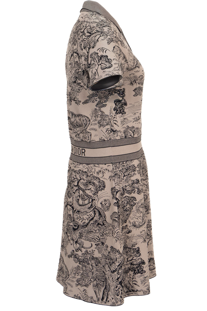 CHRISTIAN DIOR Robe imprimée Toile de Jouy Sable