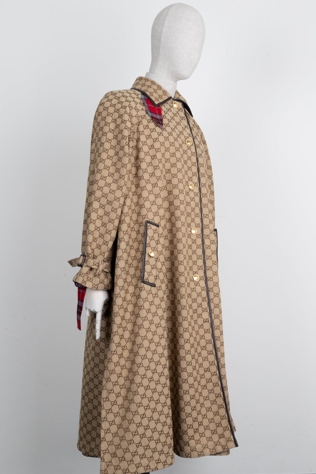 GUCCI Reversible GG Tartan Coat Brown