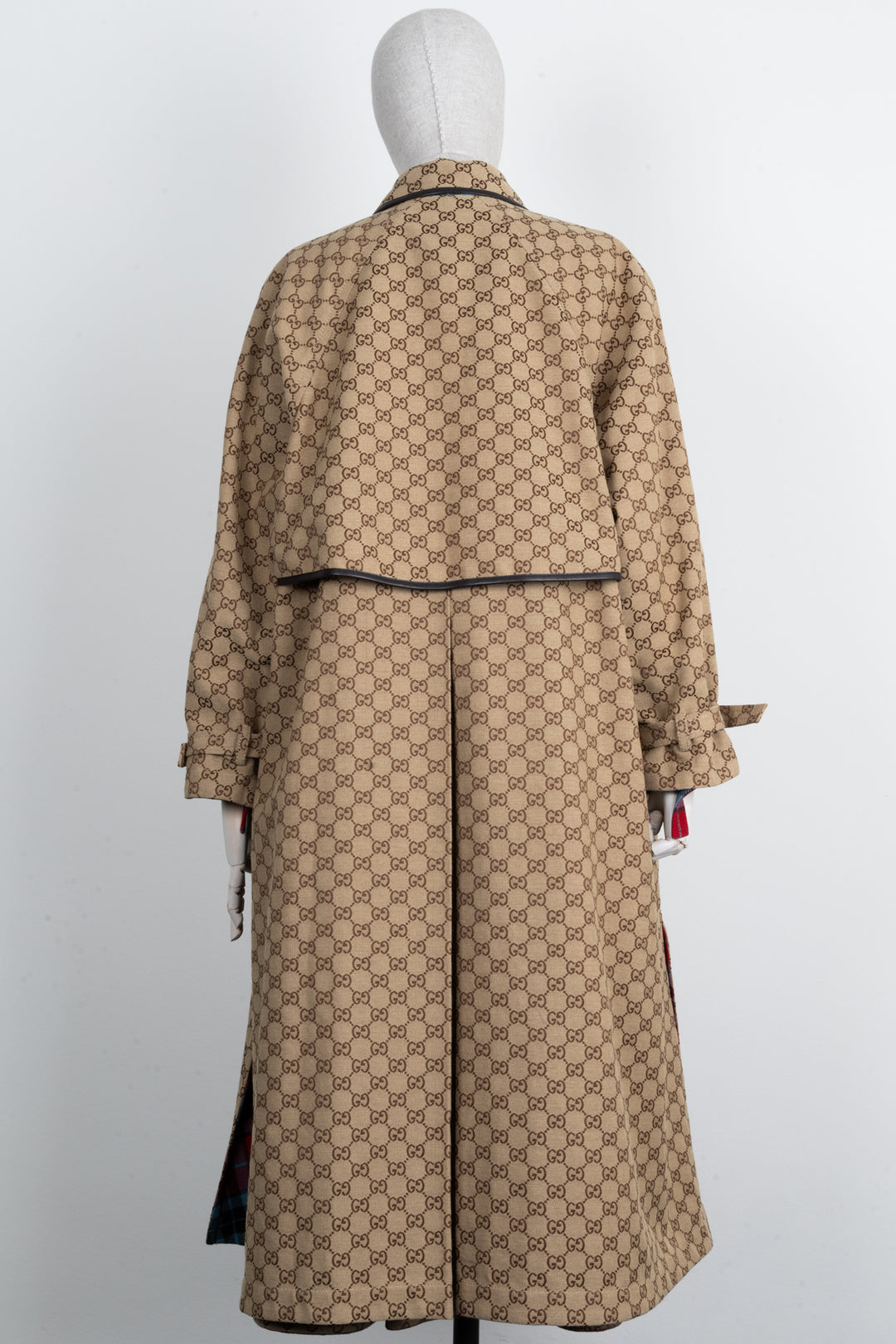 GUCCI Reversible GG Tartan Coat Brown