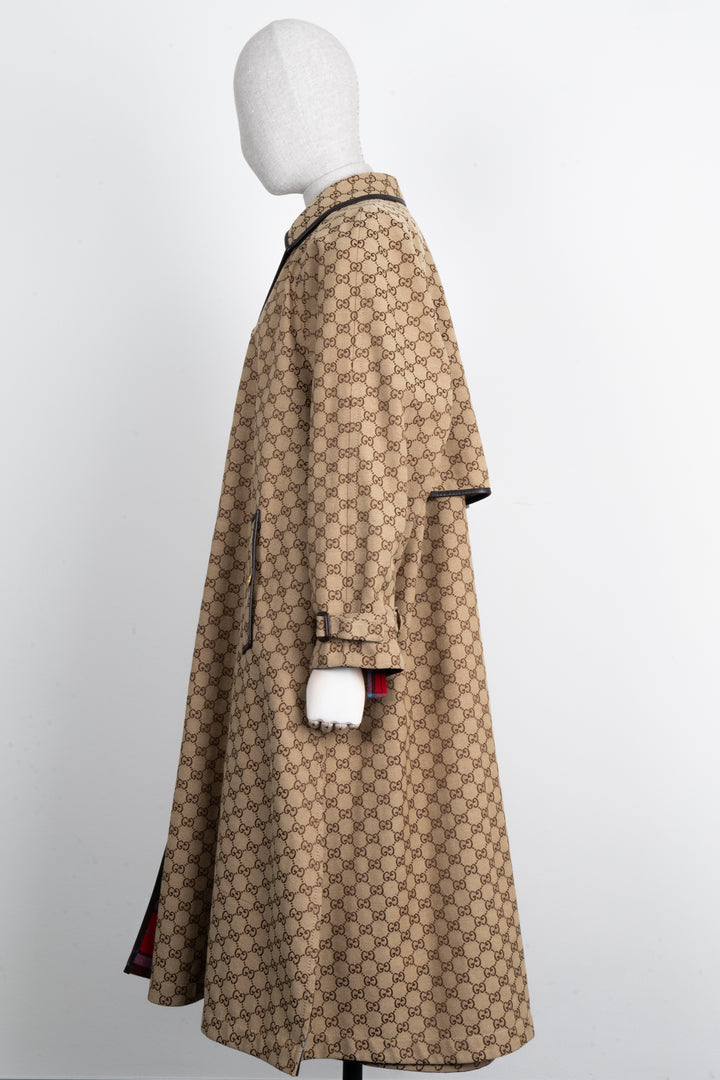 GUCCI Reversible GG Tartan Coat Brown