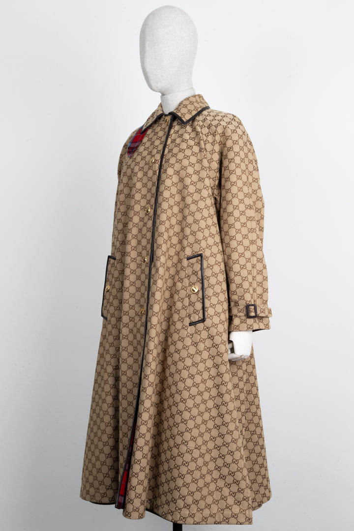 GUCCI Reversible GG Tartan Coat Brown