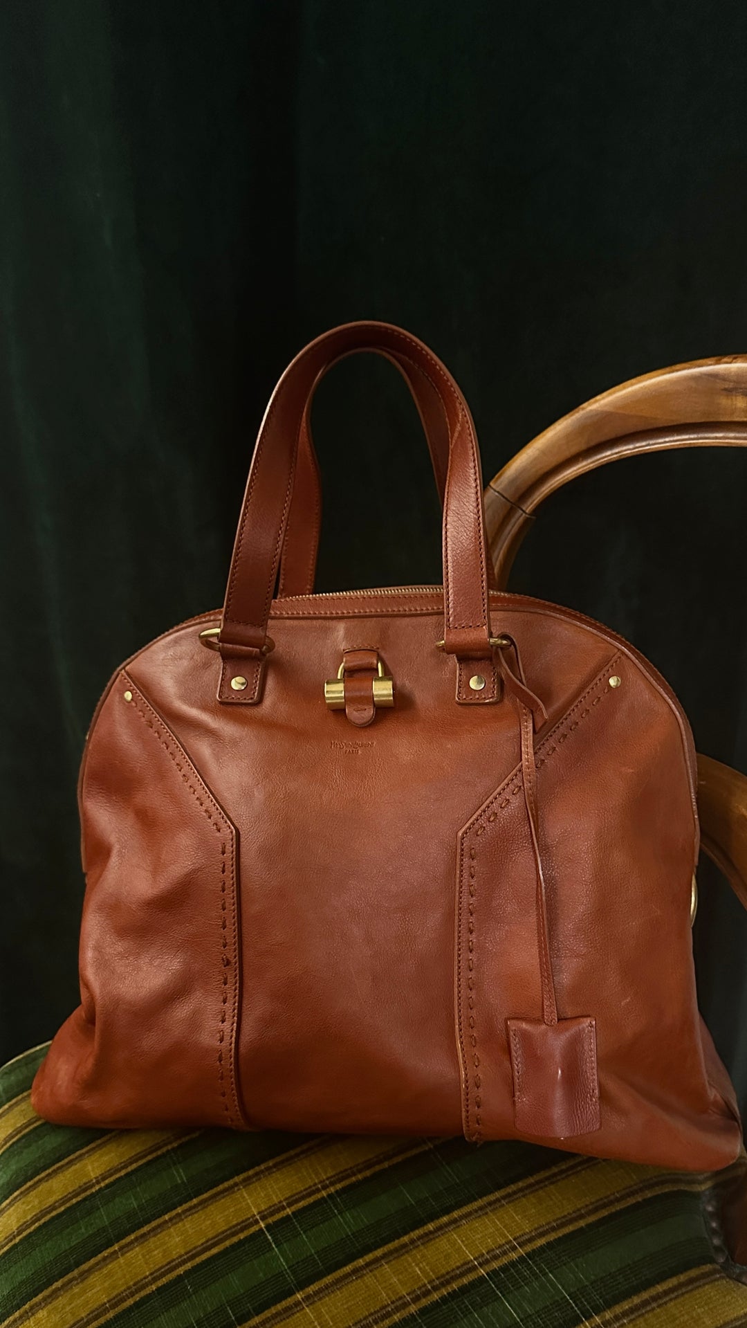 YSL Muse Shoulder Bag Leather Cognac