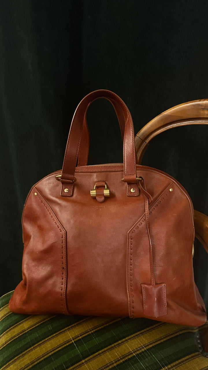 YSL Muse Shoulder Bag Leather Cognac