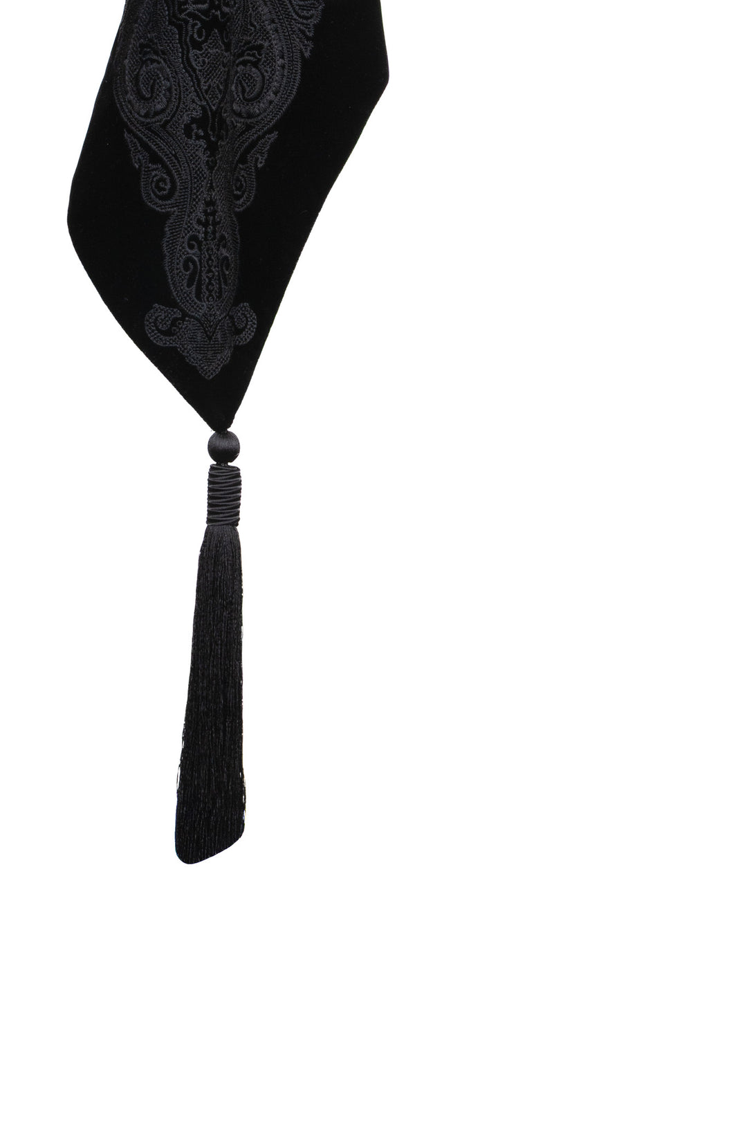 SAINT LAURENT Mini Dress Tassels Velvet Black