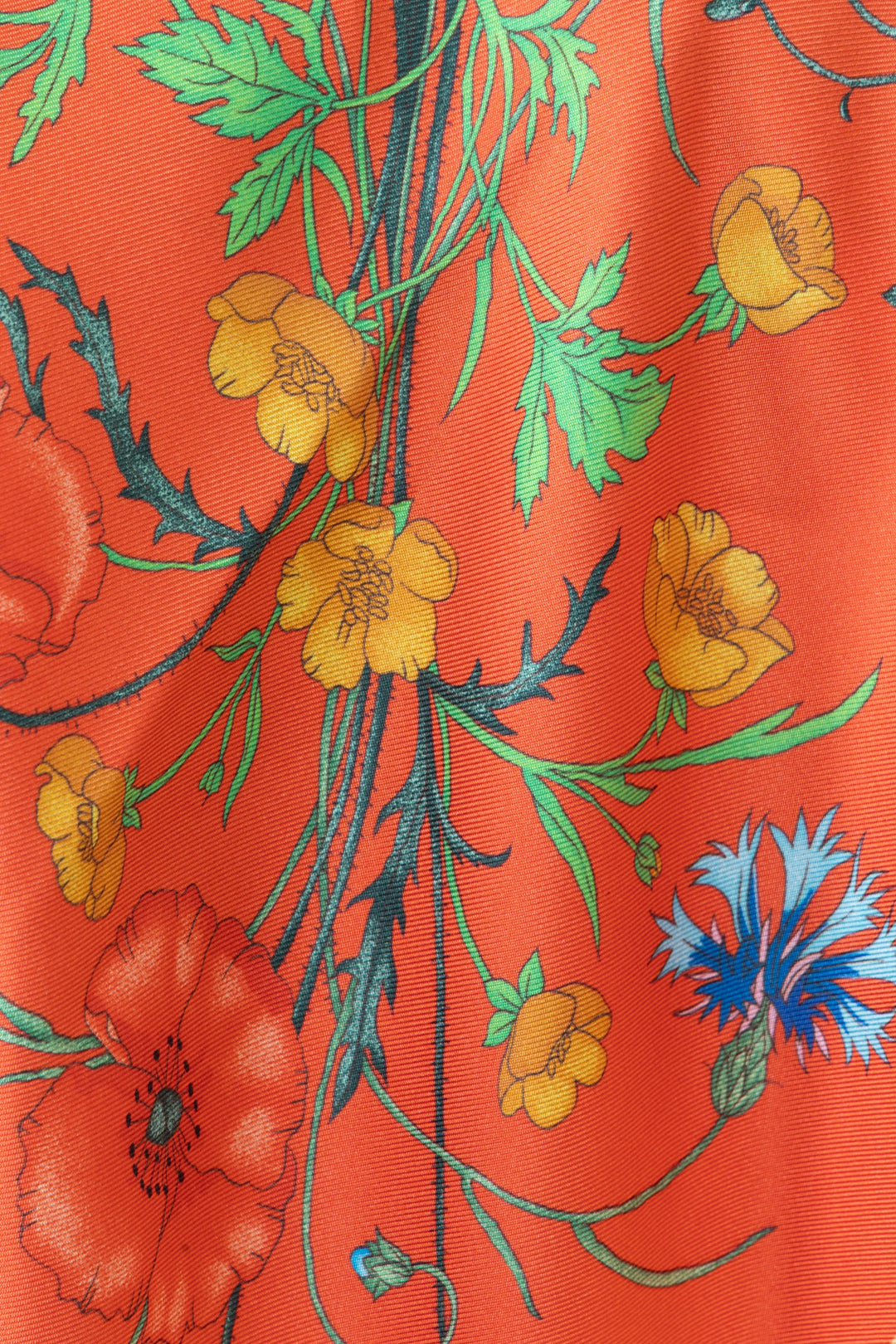 GUCCI Reversible Floral Silk Scarf Pink Orange