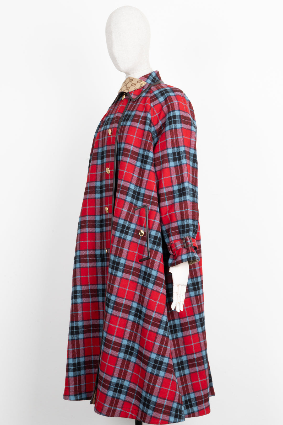 GUCCI Reversible GG Tartan Coat Brown