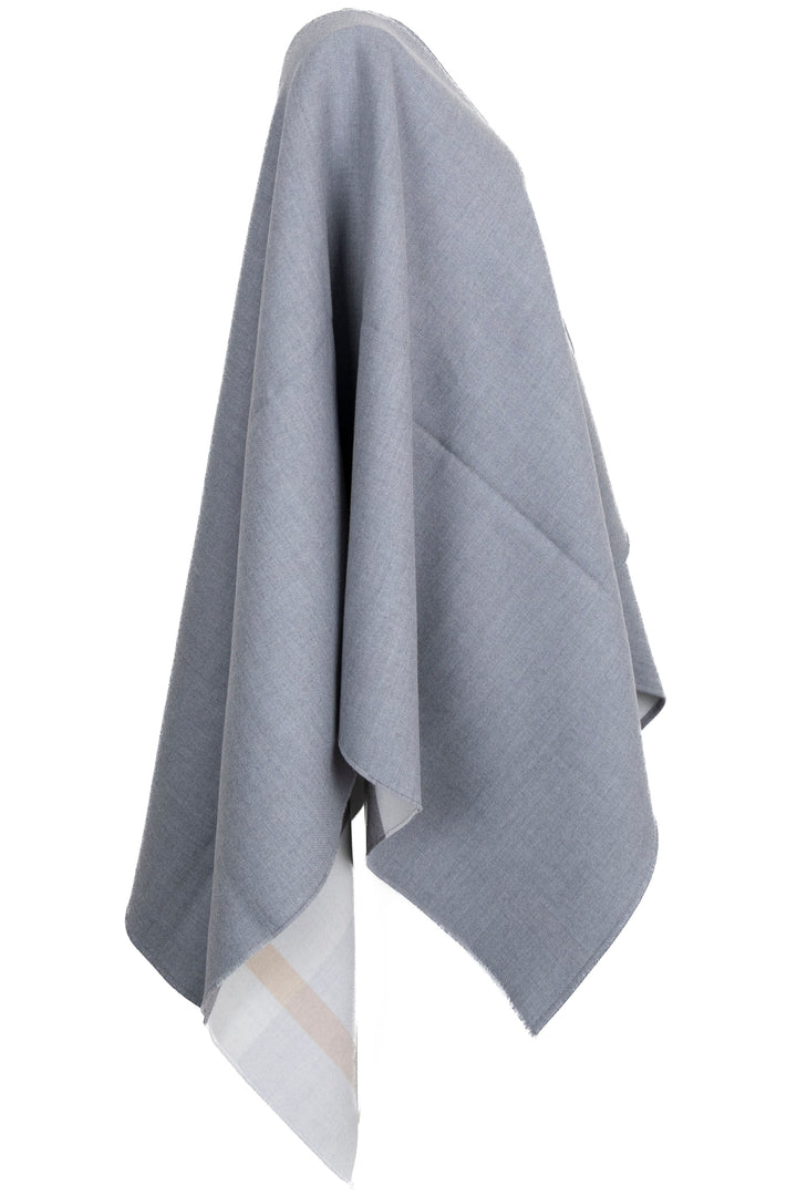 Poncho à carreaux BURBERRY en laine grise