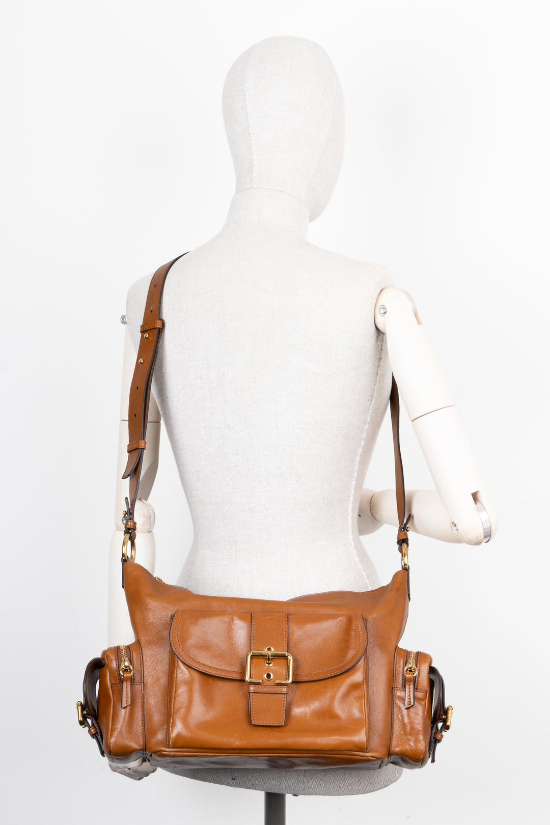 Sac photo moyen CHLOÉ en cuir marron argile