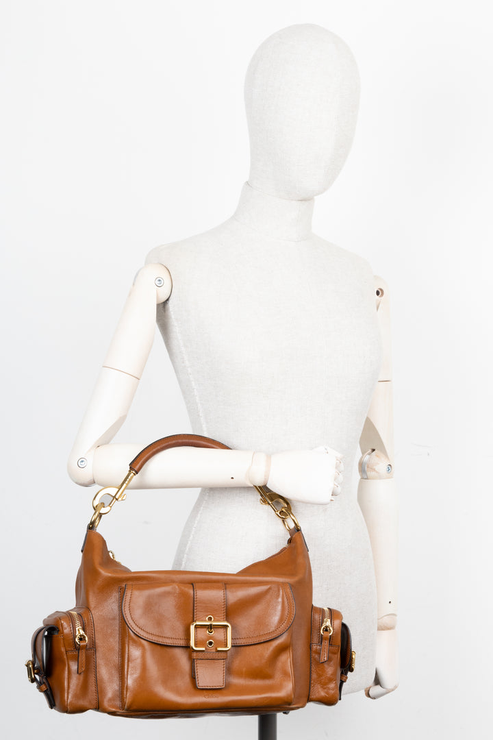 Sac photo moyen CHLOÉ en cuir marron argile