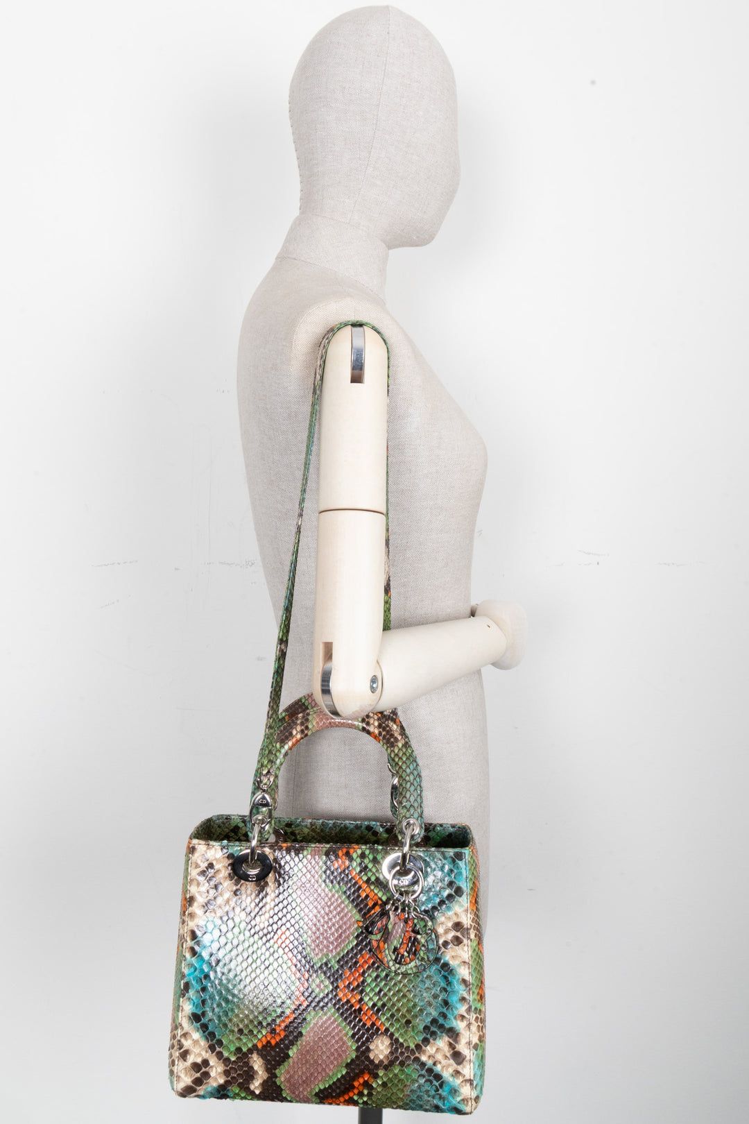 CHRISTIAN DIOR Lady Dior Medium Python Multicolore
