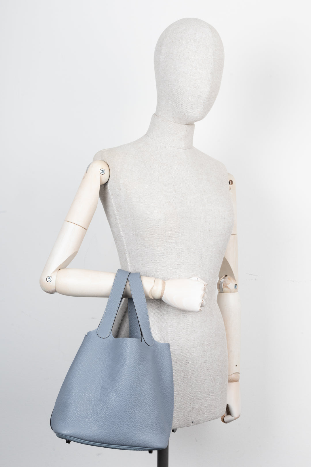 HERMES Picotin 22 Clemence Bleu Lin