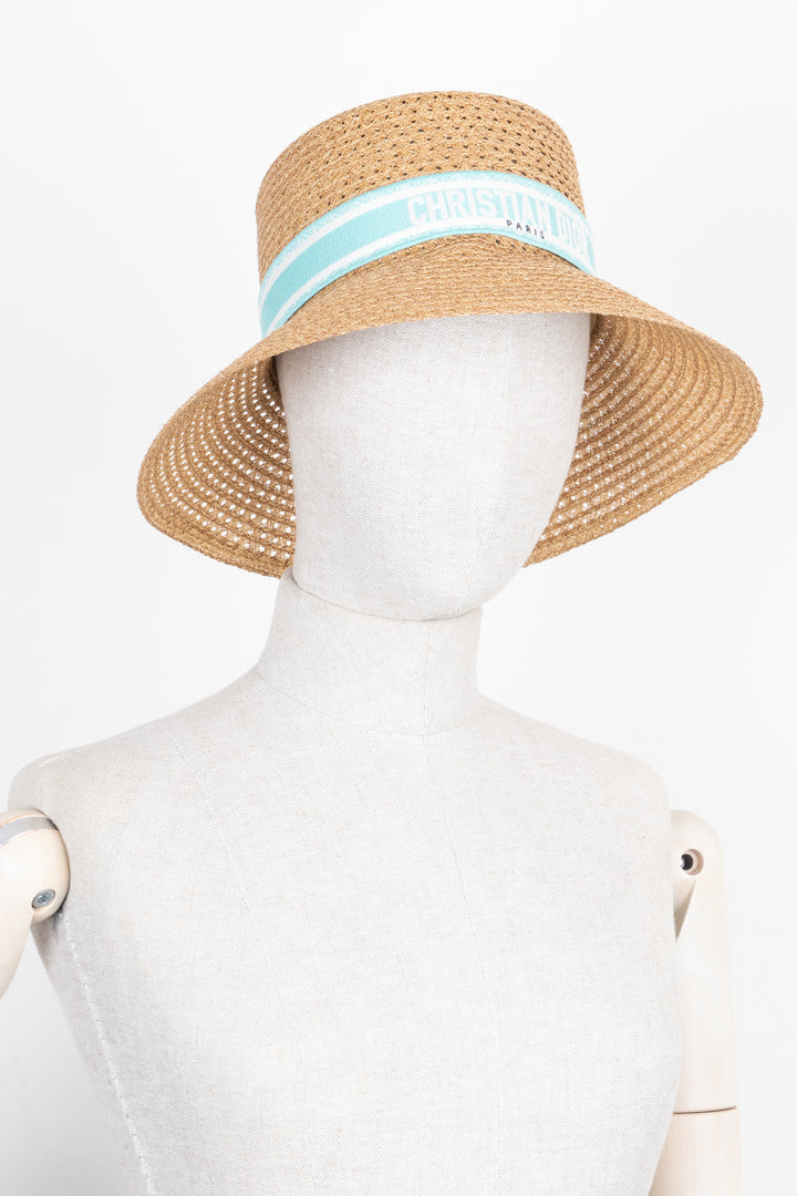 CHRISTIAN DIOR D-Bobby Large Trim Hat Turquoise