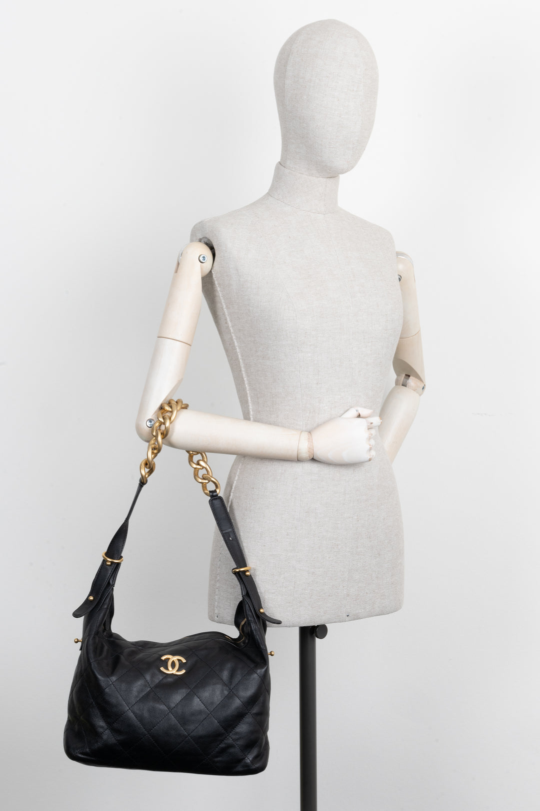 CHANEL Daily Belted Chain Hobo Bag Black