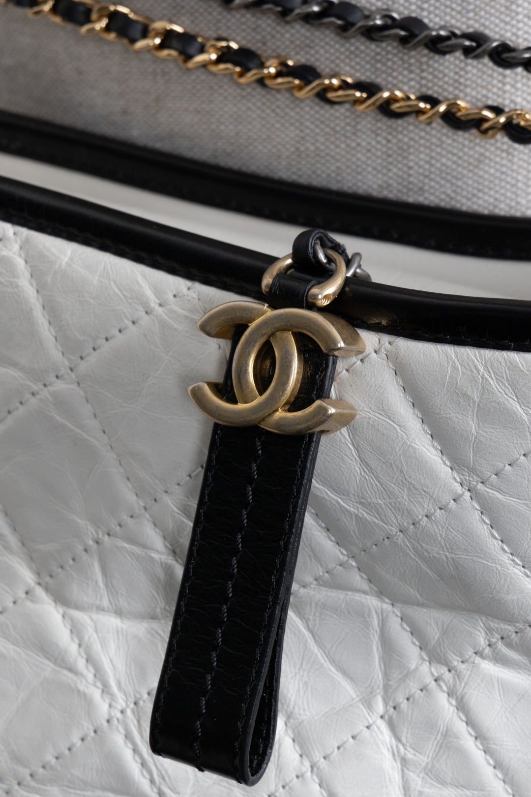 CHANEL Large Gabrielle Bag Leather White