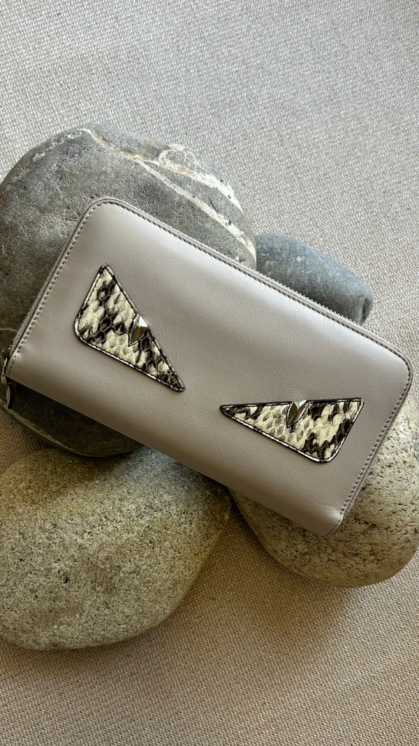 FENDI Gentle Monster Zip Around Wallet Python Grey