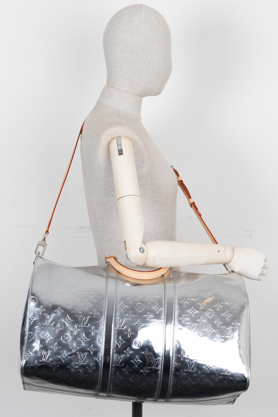 LOUIS VUITTON x Virgil Abloh Keepall 50 Mirror Canvas Silver