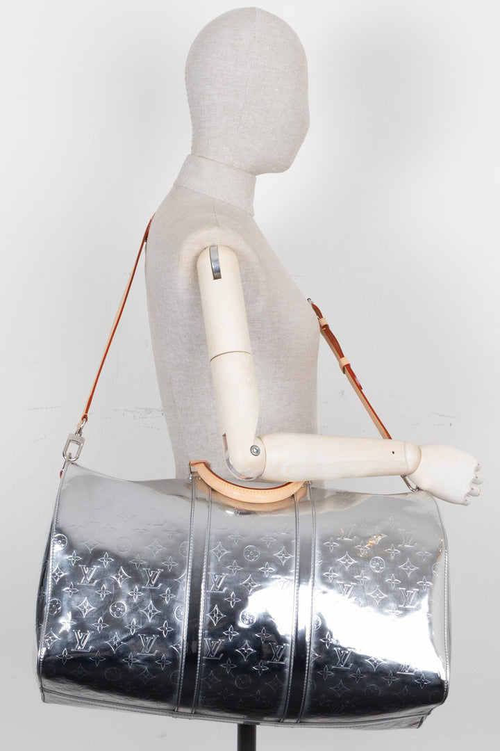 LOUIS VUITTON x Virgil Abloh Keepall 50 Mirror Canvas Silver