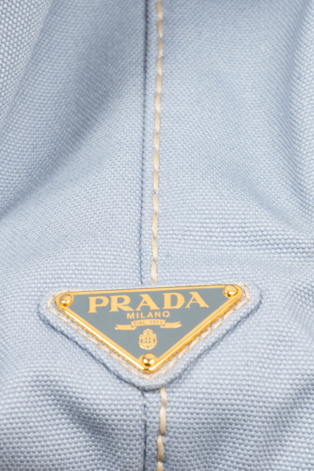 PRADA Canapa Tote Bag Toile Bleu Clair