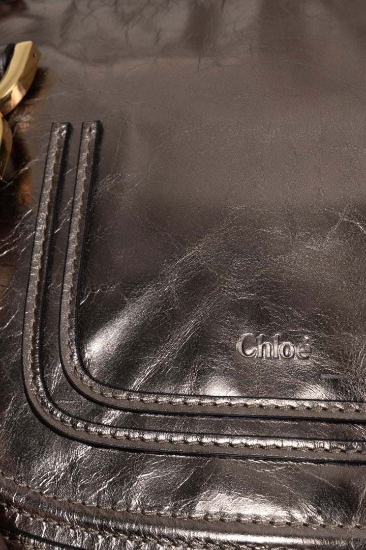 CHLOÉ Sac Double Carry Marcie Small Cuir Bronze