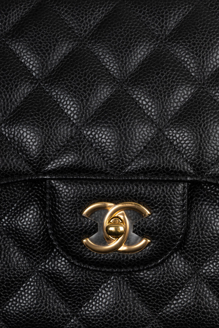 CHANEL Double Rabat Grand Caviar Noir