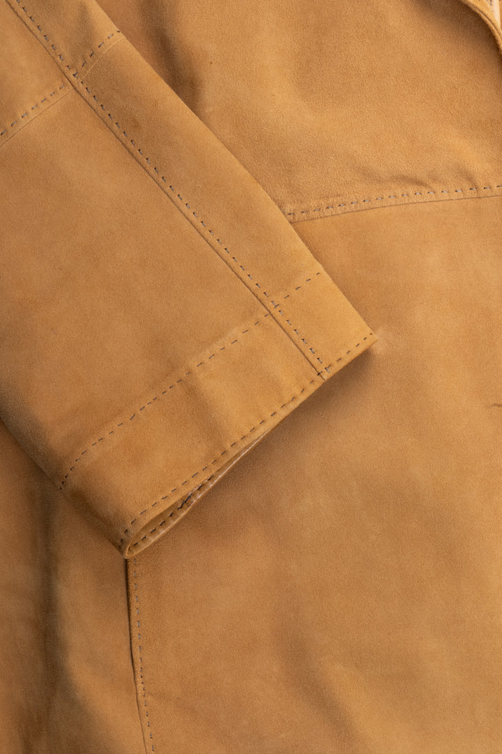 HERMÈS Coat Suede Leather Camel