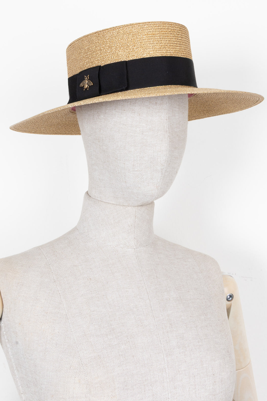 Chapeau GUCCI Bee en raphia doré