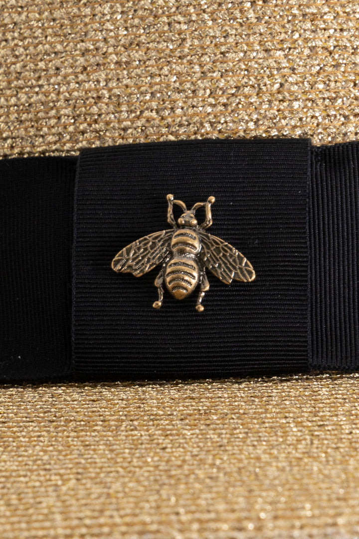 Chapeau GUCCI Bee en raphia doré