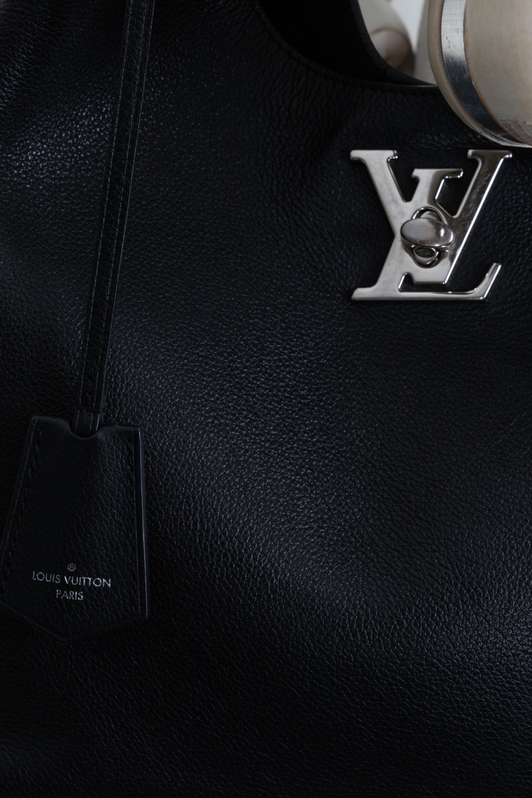 LOUIS VUITTON Lockme Hobo Bag Leather Black