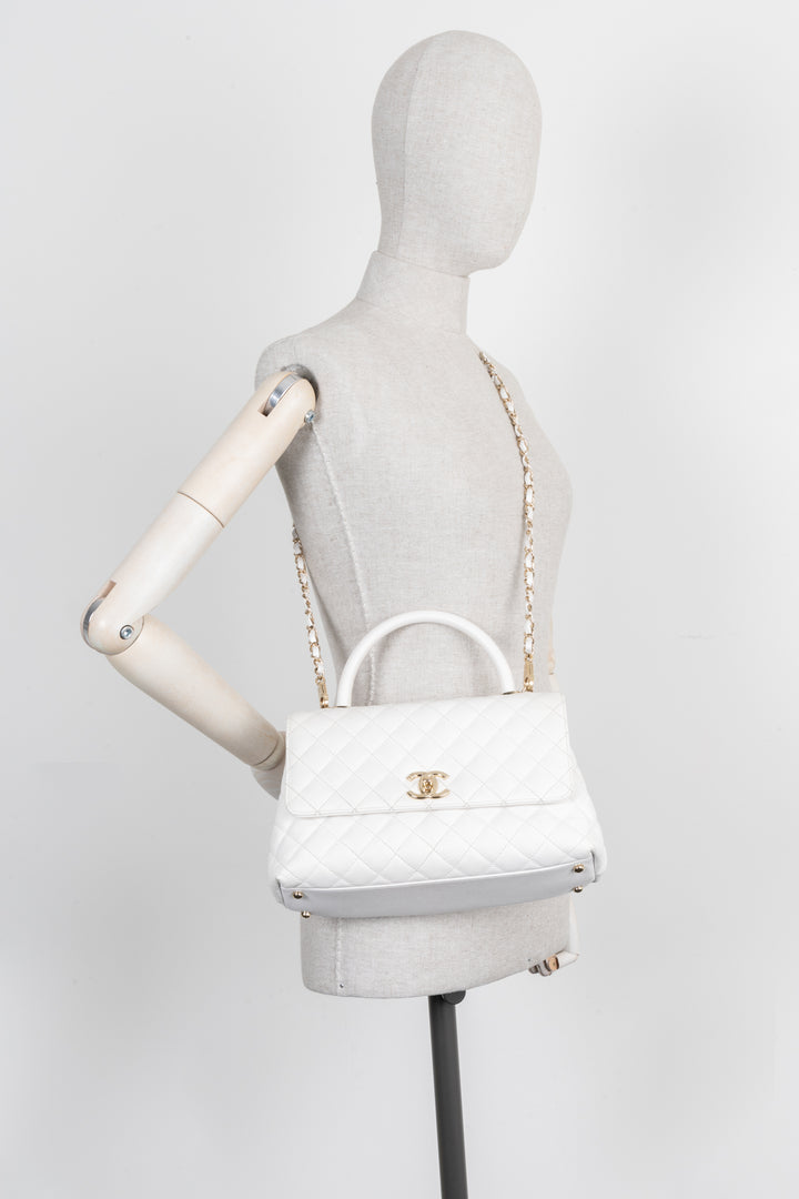 CHANEL Coco Handle Bag White