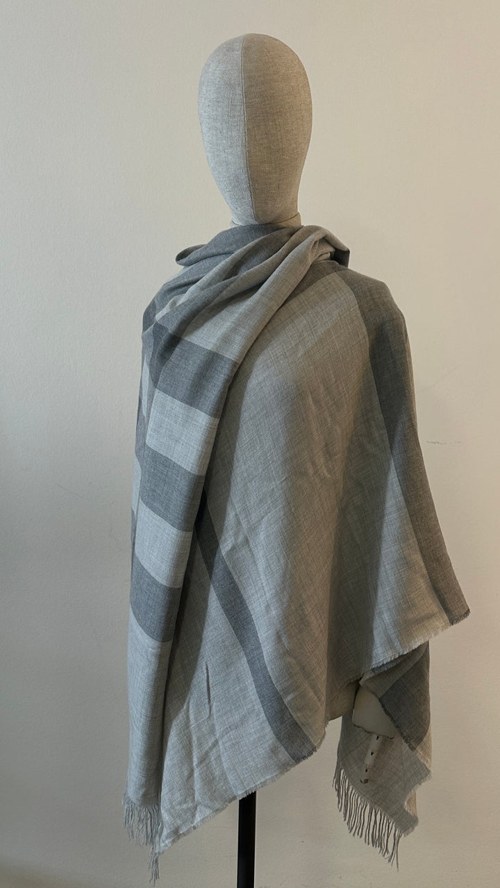 BURBERRY Stola Cashmere Nova Check Grey