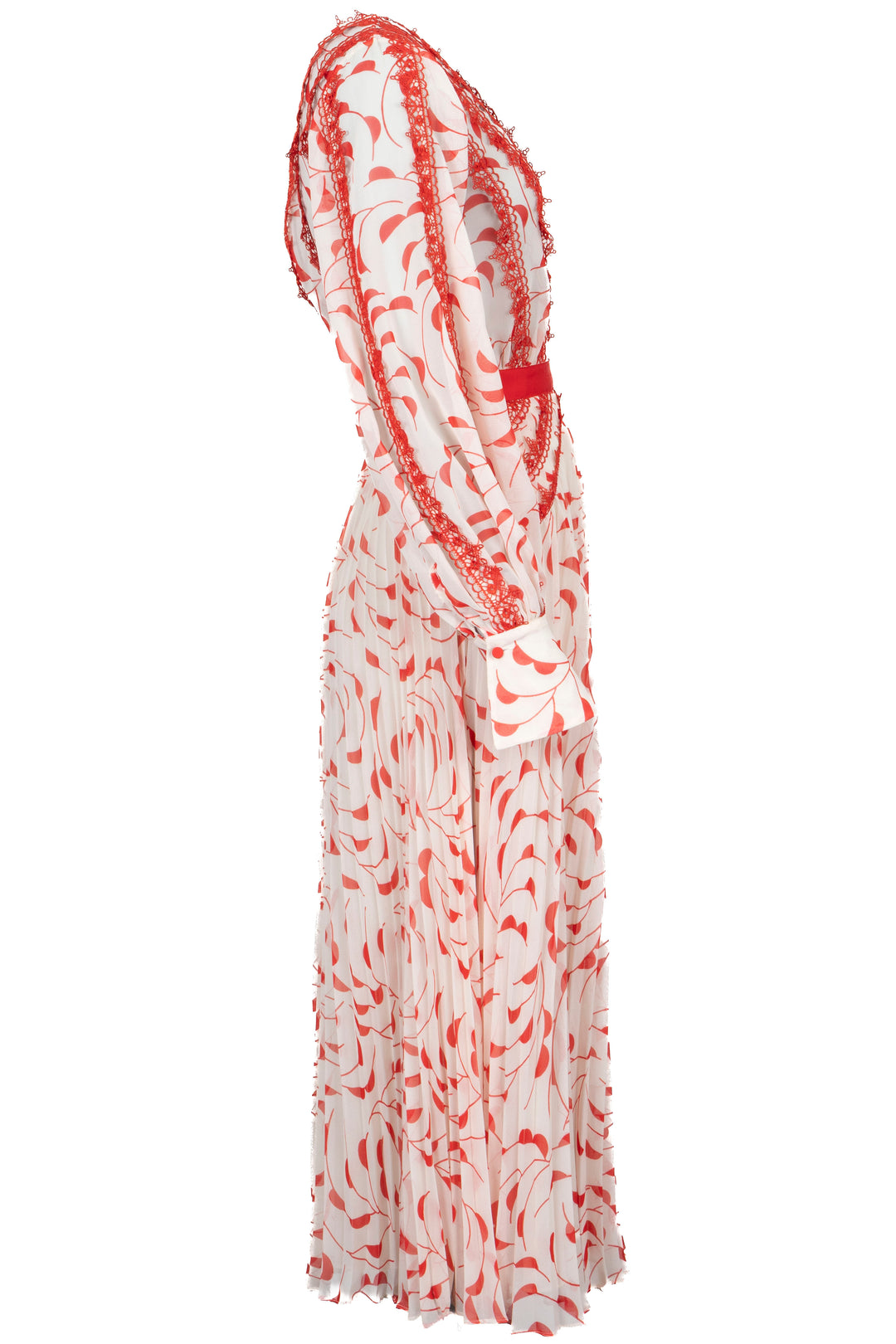 SELF PORTRAIT Midi Dress Pleated Red