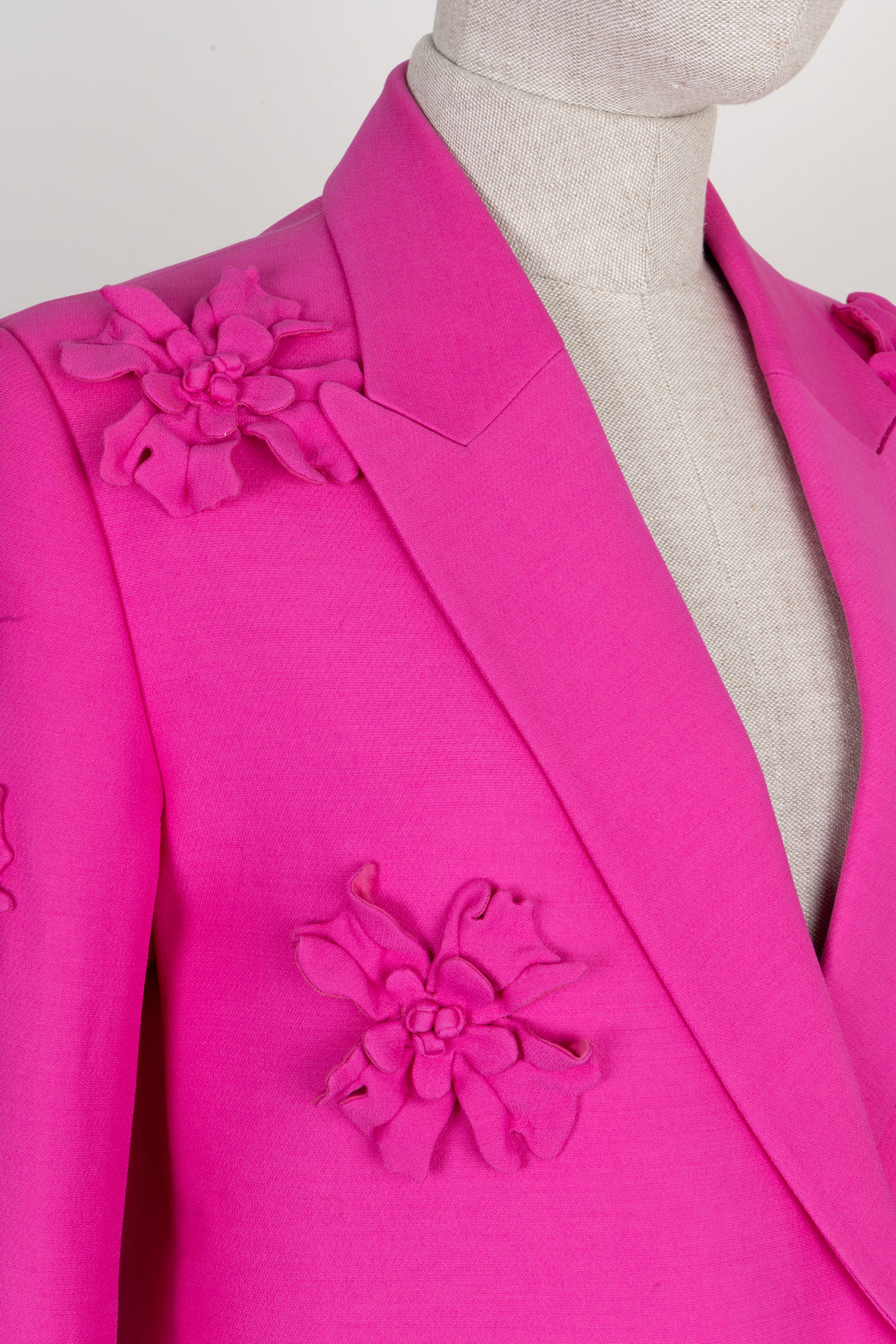 VALENTINO Crepe Couture Flower Embellished Blazer Pink