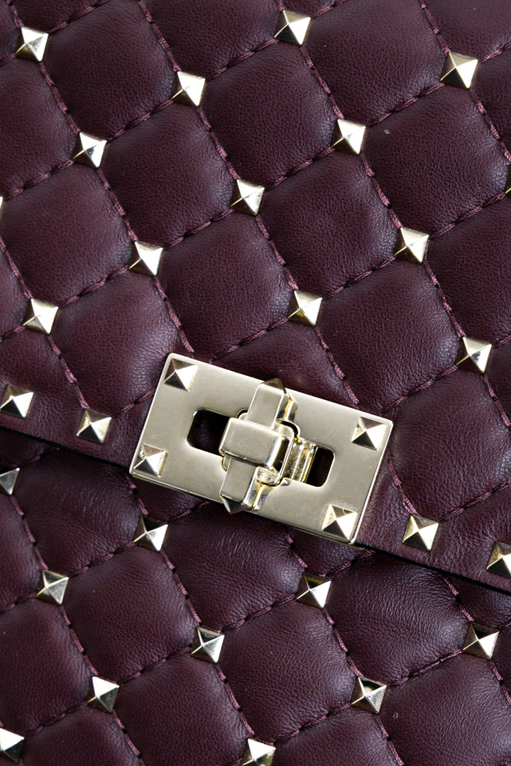 Sac VALENTINO Rockstud grand format en cuir bordeaux
